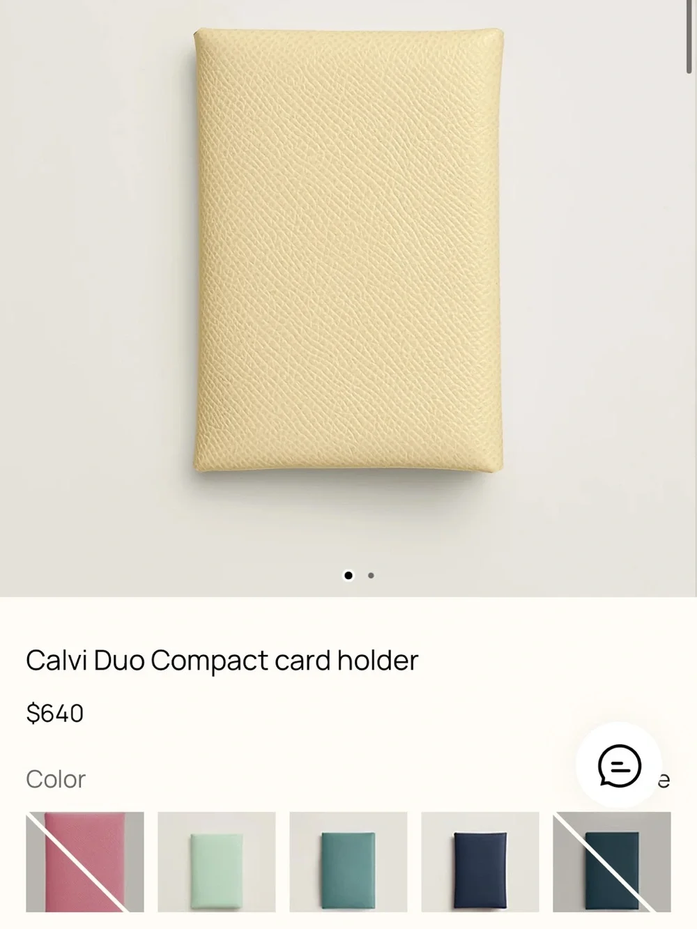 Hermes Calvi Duo Compact card holder